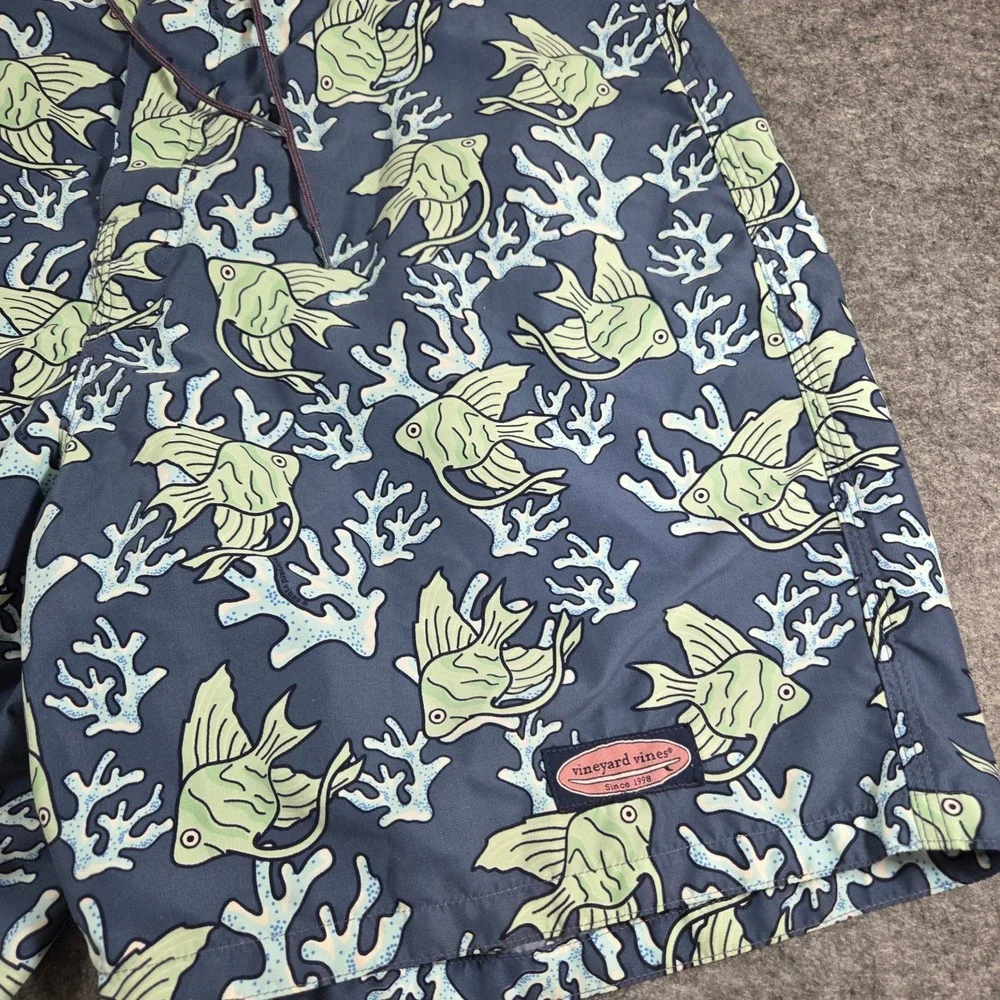 Vineyard Vines Swim Trunks Sea Life Print Blue‎ Green Mens Large Lined  Chappy